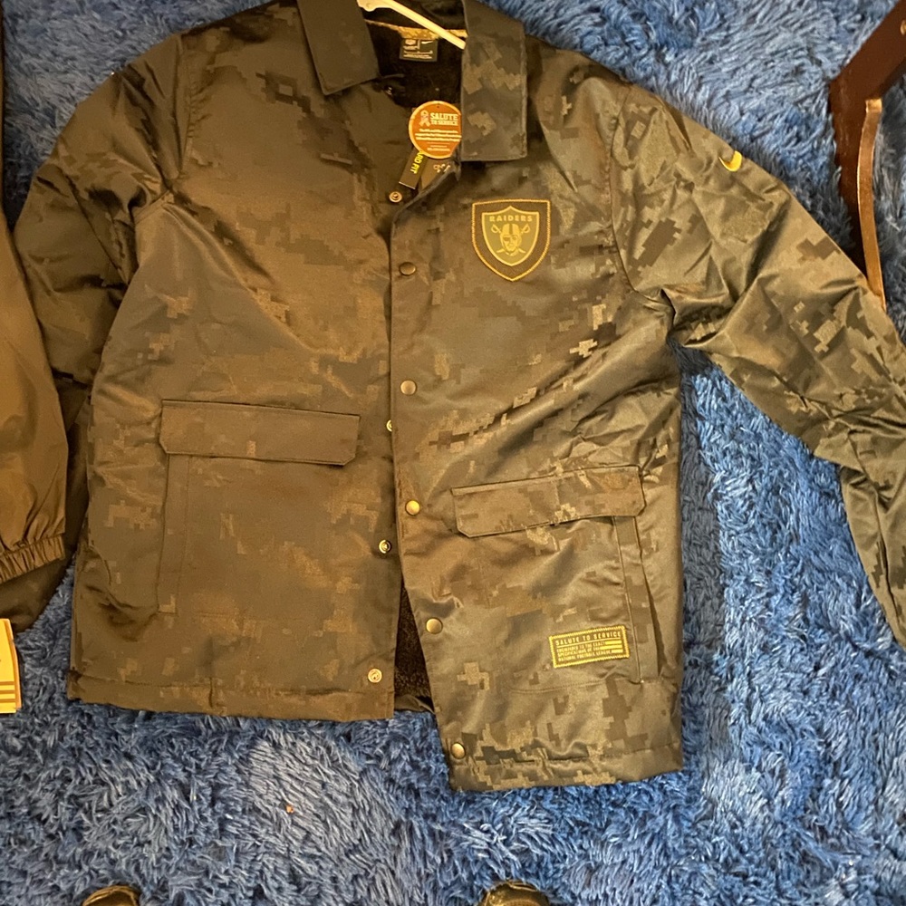 NFL large raiders jacket black camo